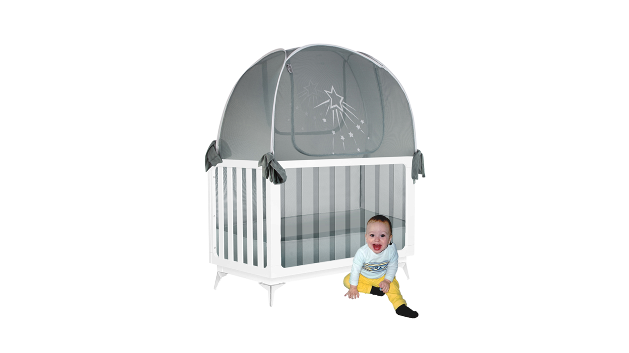 popup baby crib safety net tent to keep baby and toddler from climbing out of the crib