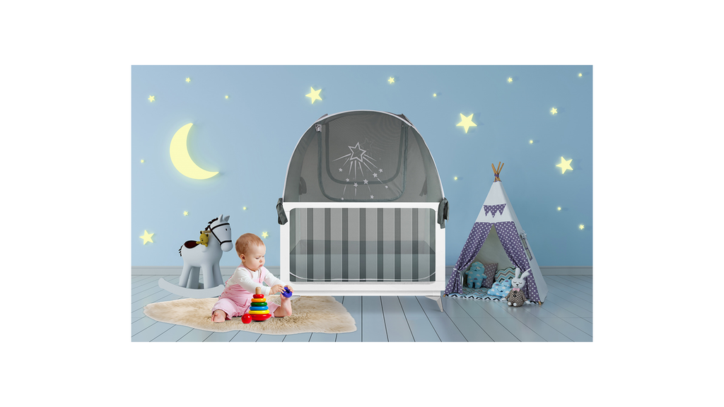 popup girl baby crib safety net tent to keep baby and toddler from climbing out of the crib